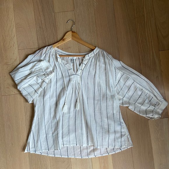 Joie, Ivory long sleeve striped tassel top - Picture 2 of 3